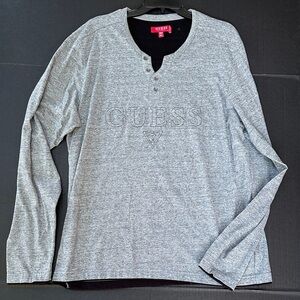 Guess Heather Gray Long Sleeve Tee SZ XXL